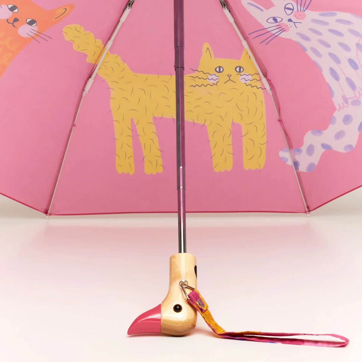 Fuchsia Arty Cats Duck Umbrella - Image 6