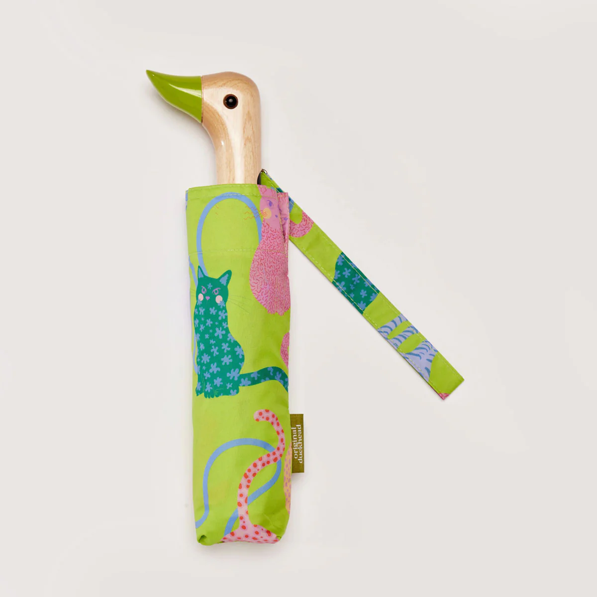 Lime Arty Cats Duck Umbrella - Image 4